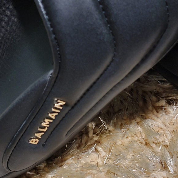 Balmain Quilted Leather Slides - Picture 5 of 9